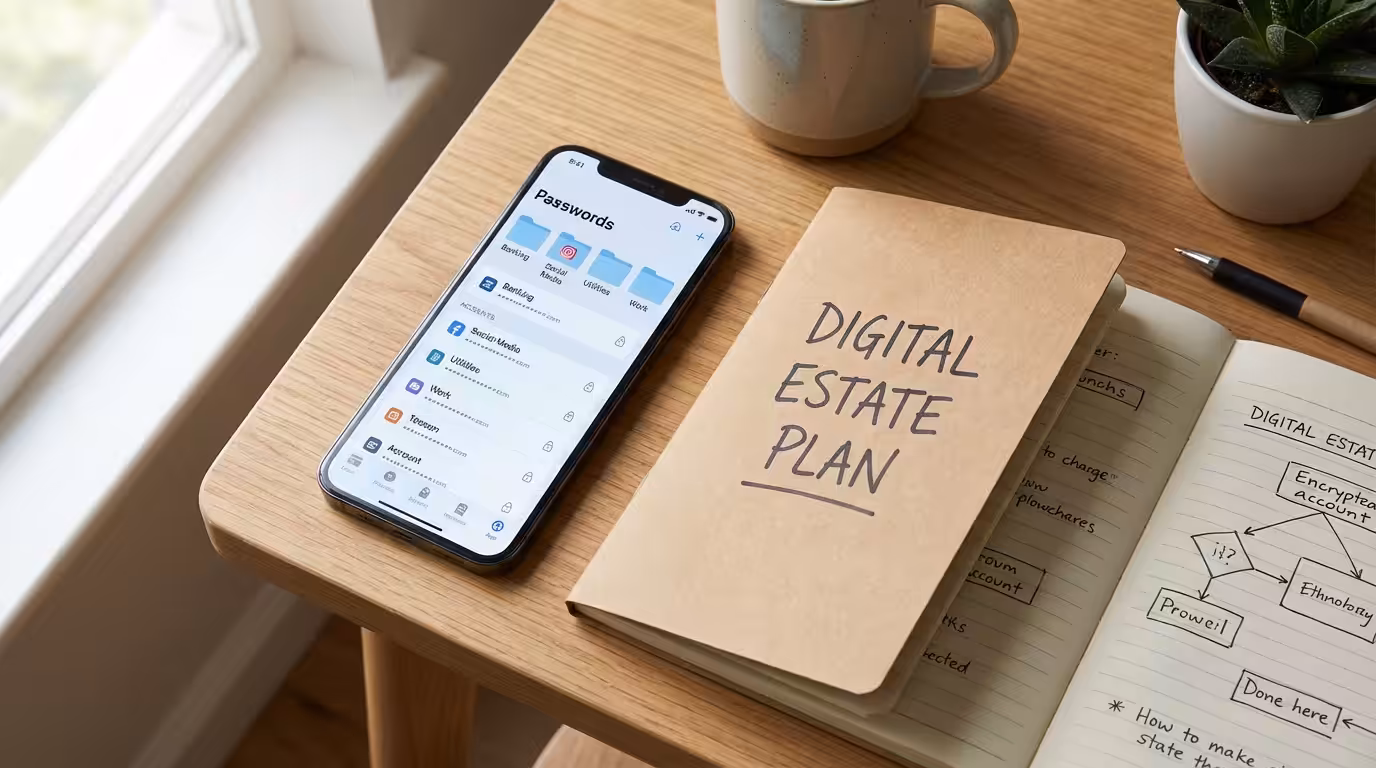 Smartphone showing cryptocurrency portfolio for digital asset estate planning