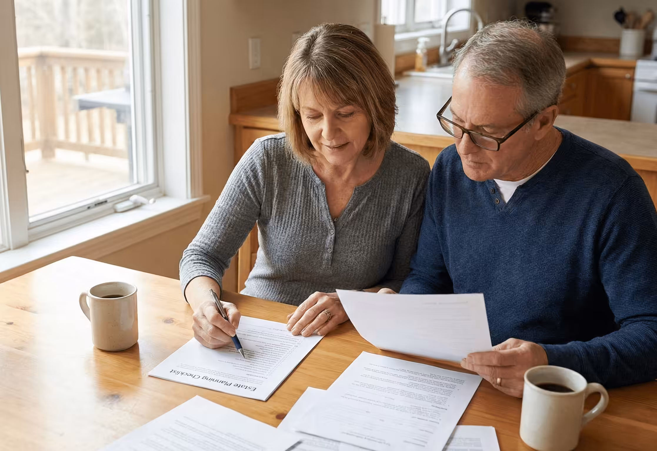 Organized home office with file folders for estate planning document checklist