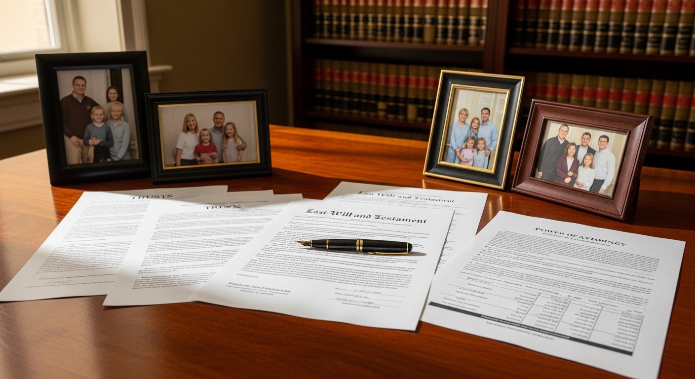 Blended family estate planning with will and power of attorney documents in NC law office