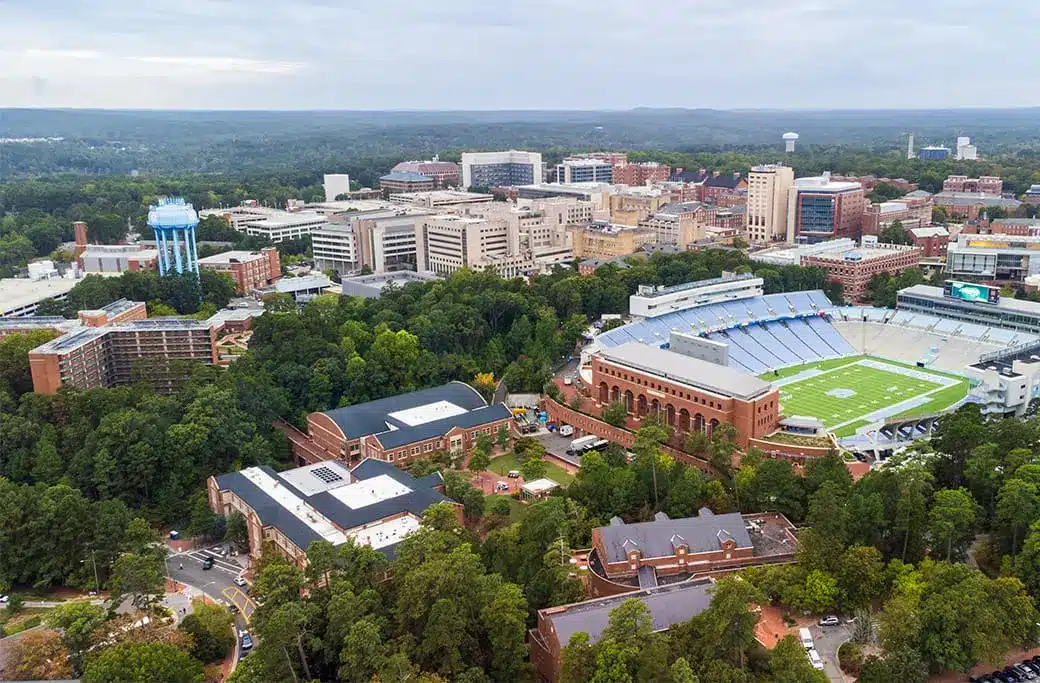 Chapel Hill city skyline with modern buildings and downtown view at sunset