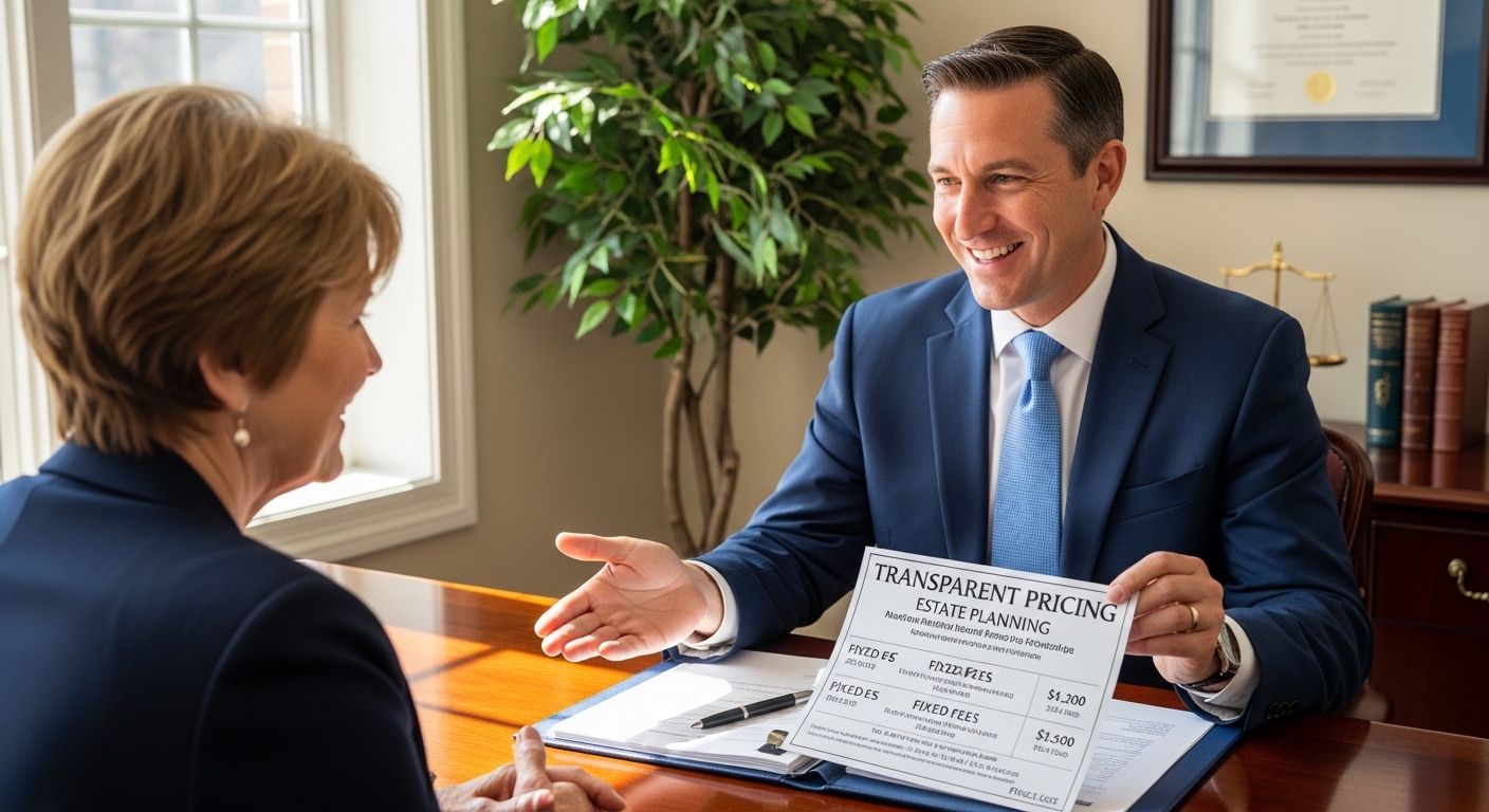 North Carolina estate planning attorney showing transparent pricing documents to client