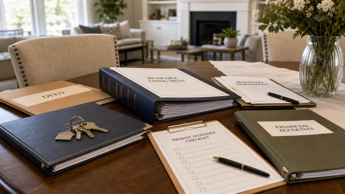 Trust and probate avoidance documents with house keys